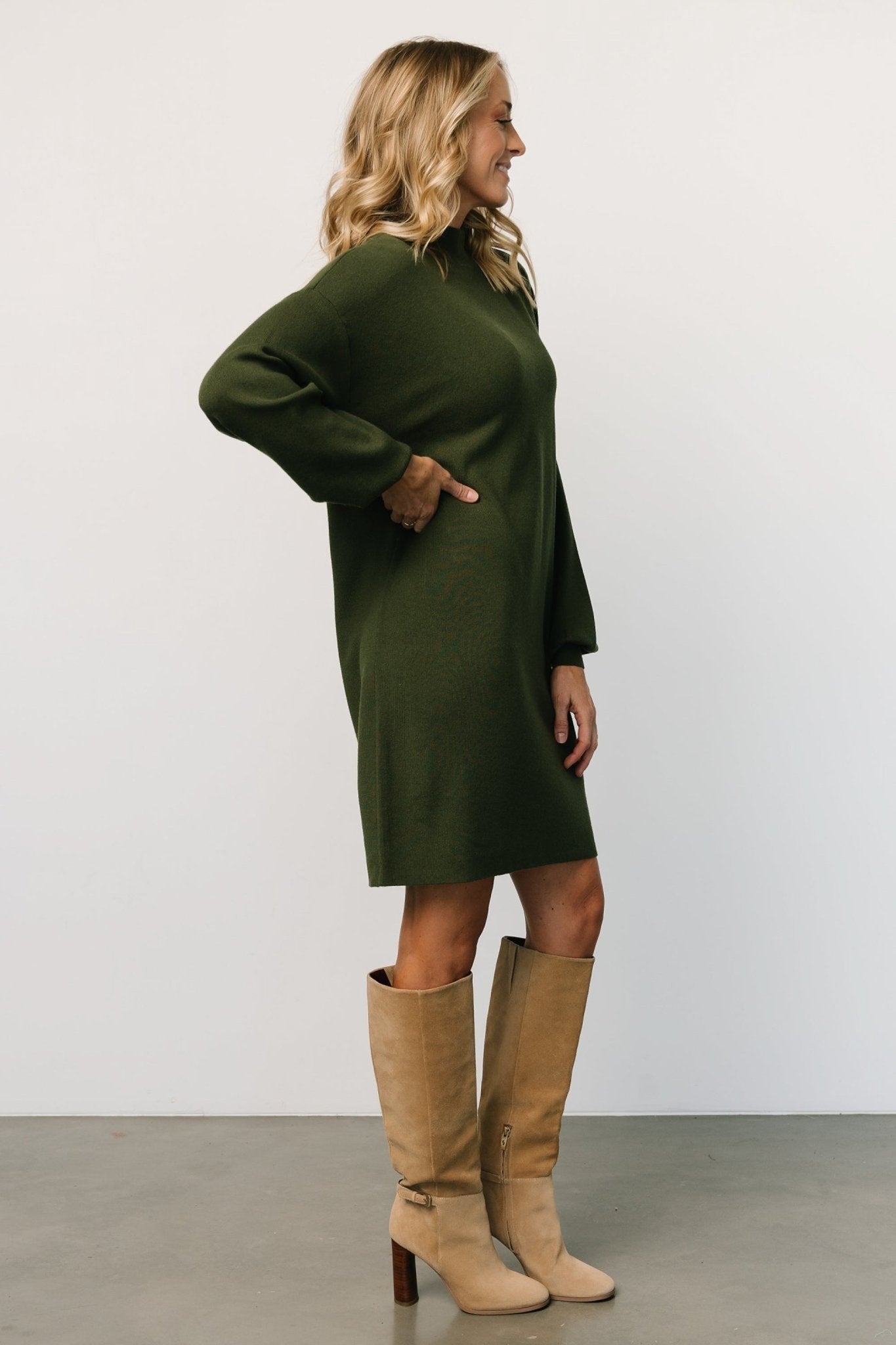 Jennings Sweater Dress | Deep Olive - Baltic Born