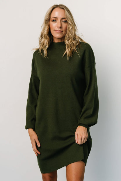 Jennings Sweater Dress | Deep Olive - Baltic Born