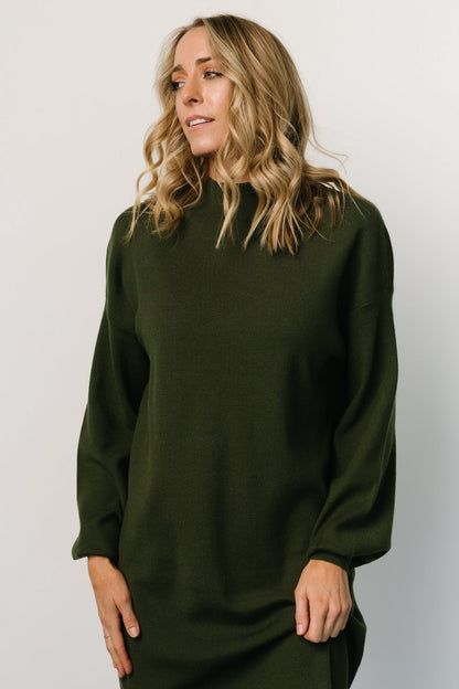 Jennings Sweater Dress | Deep Olive - Baltic Born