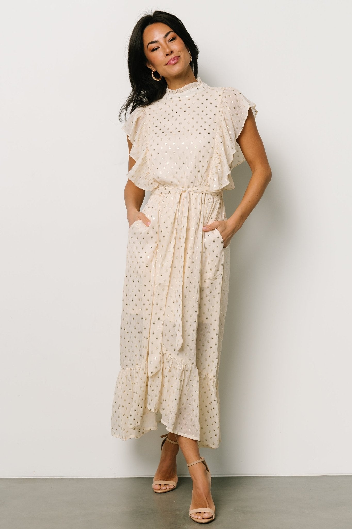 Jerika Midi Dress | Natural + Gold - Baltic Born