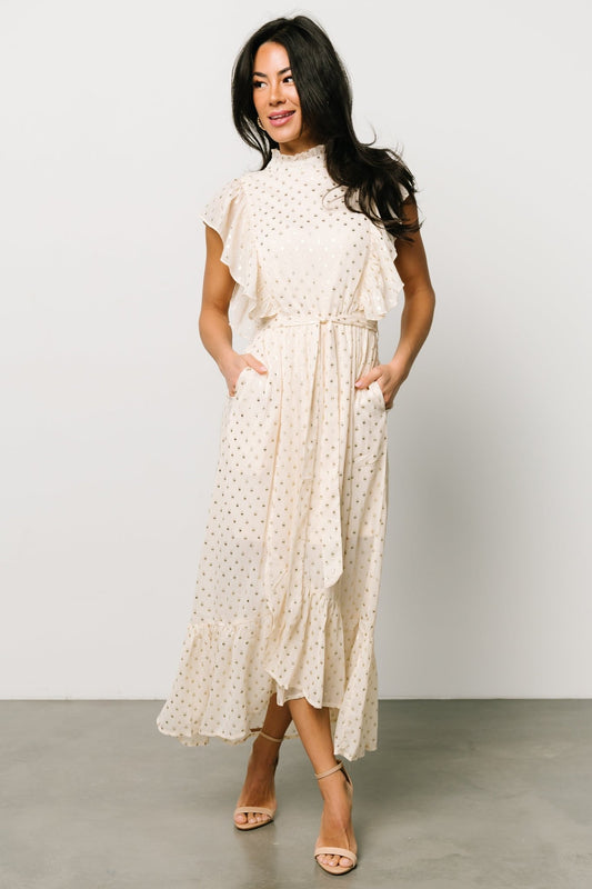 Jerika Midi Dress | Natural + Gold - Baltic Born