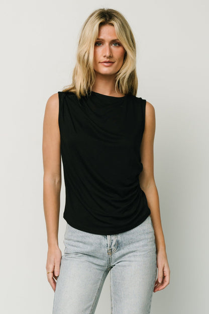 Jia Ruched Tank Top | Black - Baltic Born