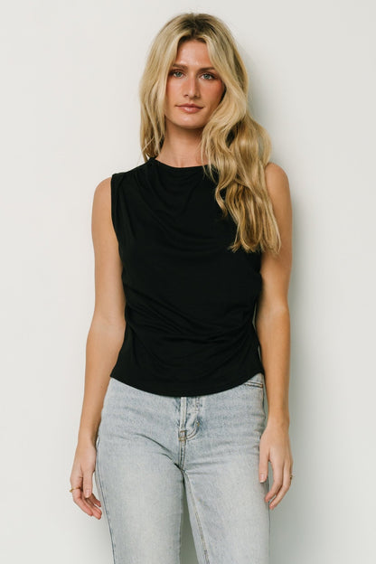 Jia Ruched Tank Top | Black - Baltic Born