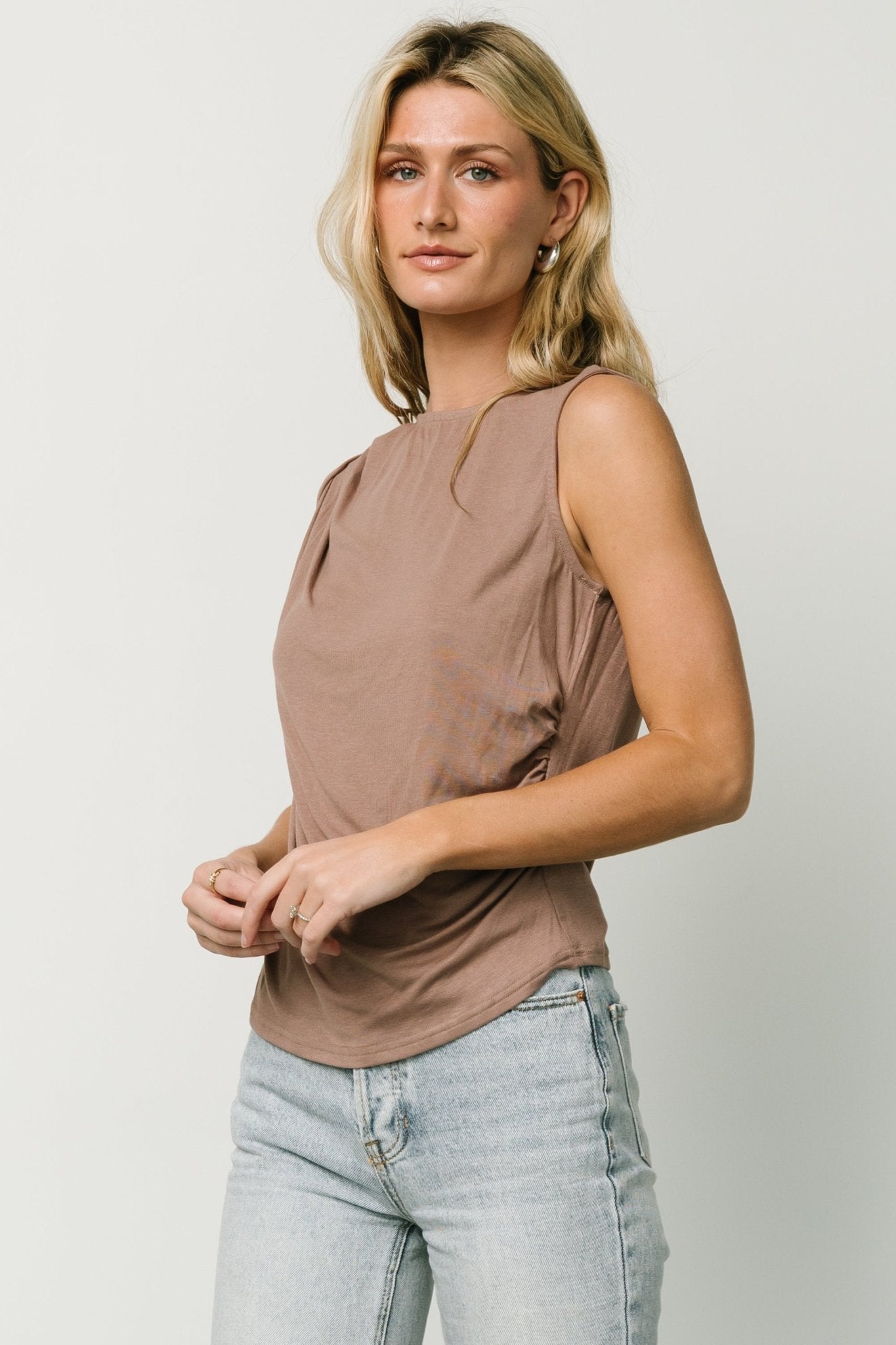 Jia Ruched Tank Top | Light Mocha - Baltic Born