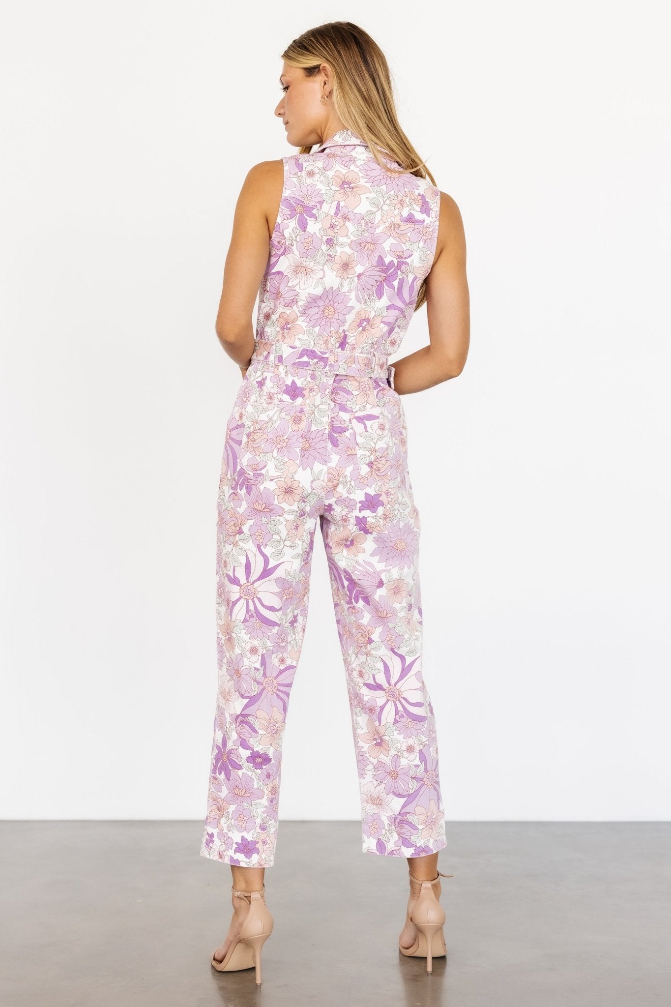 JoJo Sleeveless Jumpsuit | Purple Floral - Baltic Born