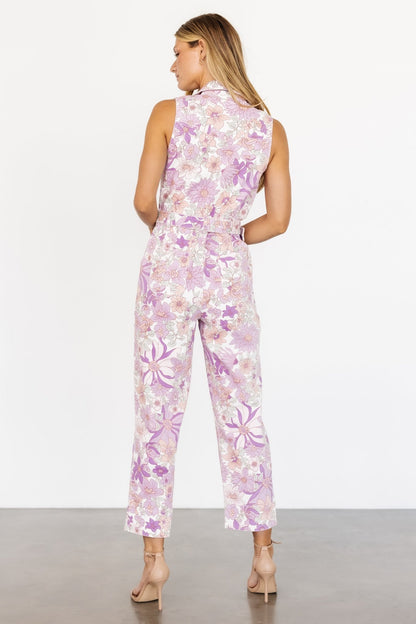 JoJo Sleeveless Jumpsuit | Purple Floral - Baltic Born