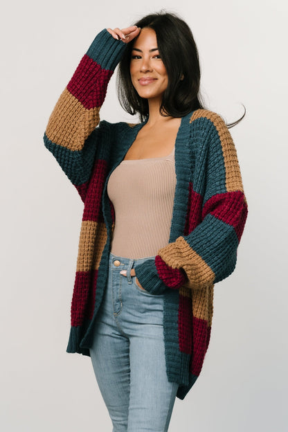 Jonah Chunky Knit Cardigan | Deep Topaz Multi - Baltic Born