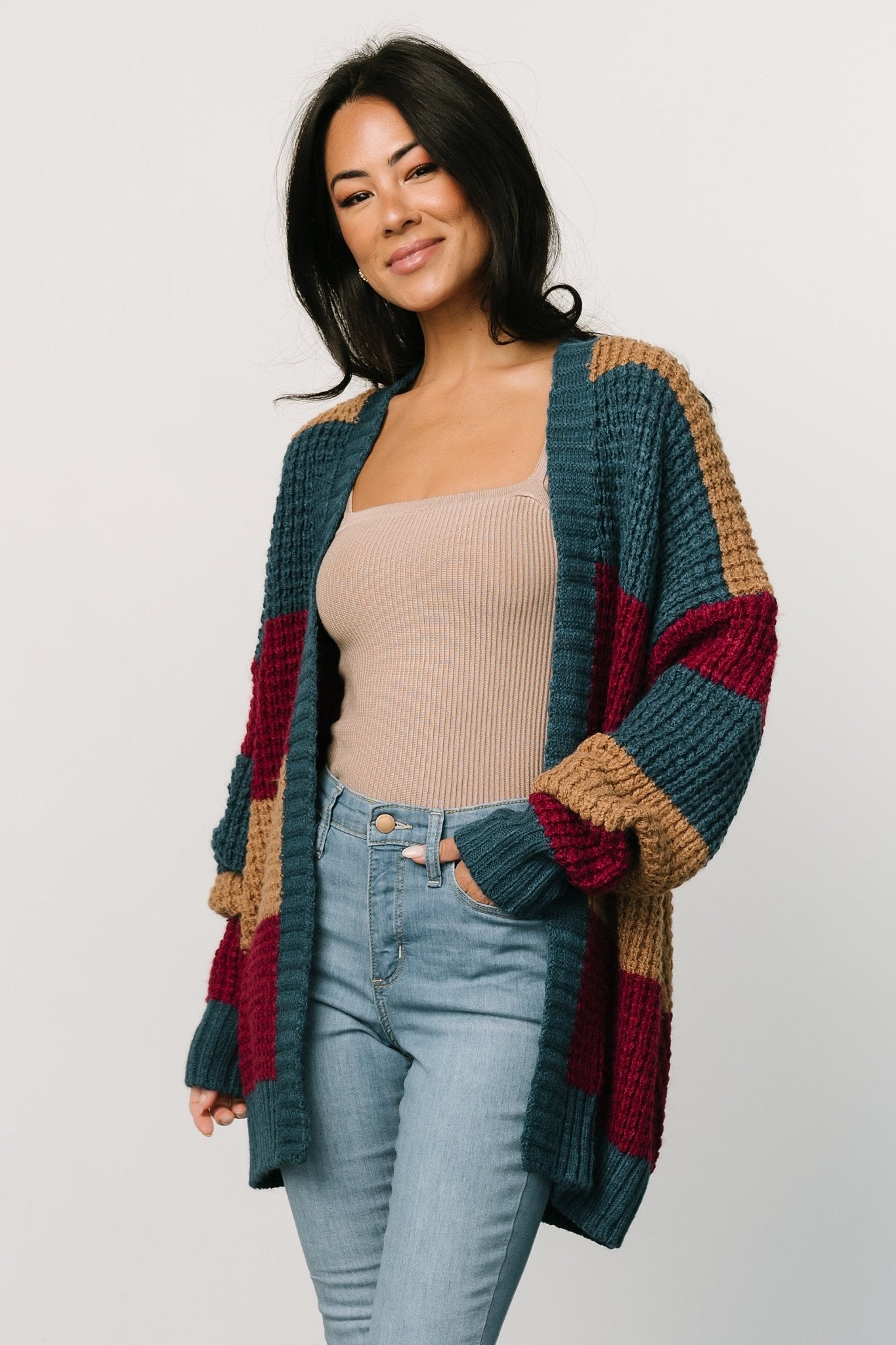 Jonah Chunky Knit Cardigan | Deep Topaz Multi - Baltic Born