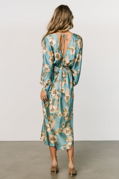 Joni Satin Midi Dress | Blue Multi - Baltic Born