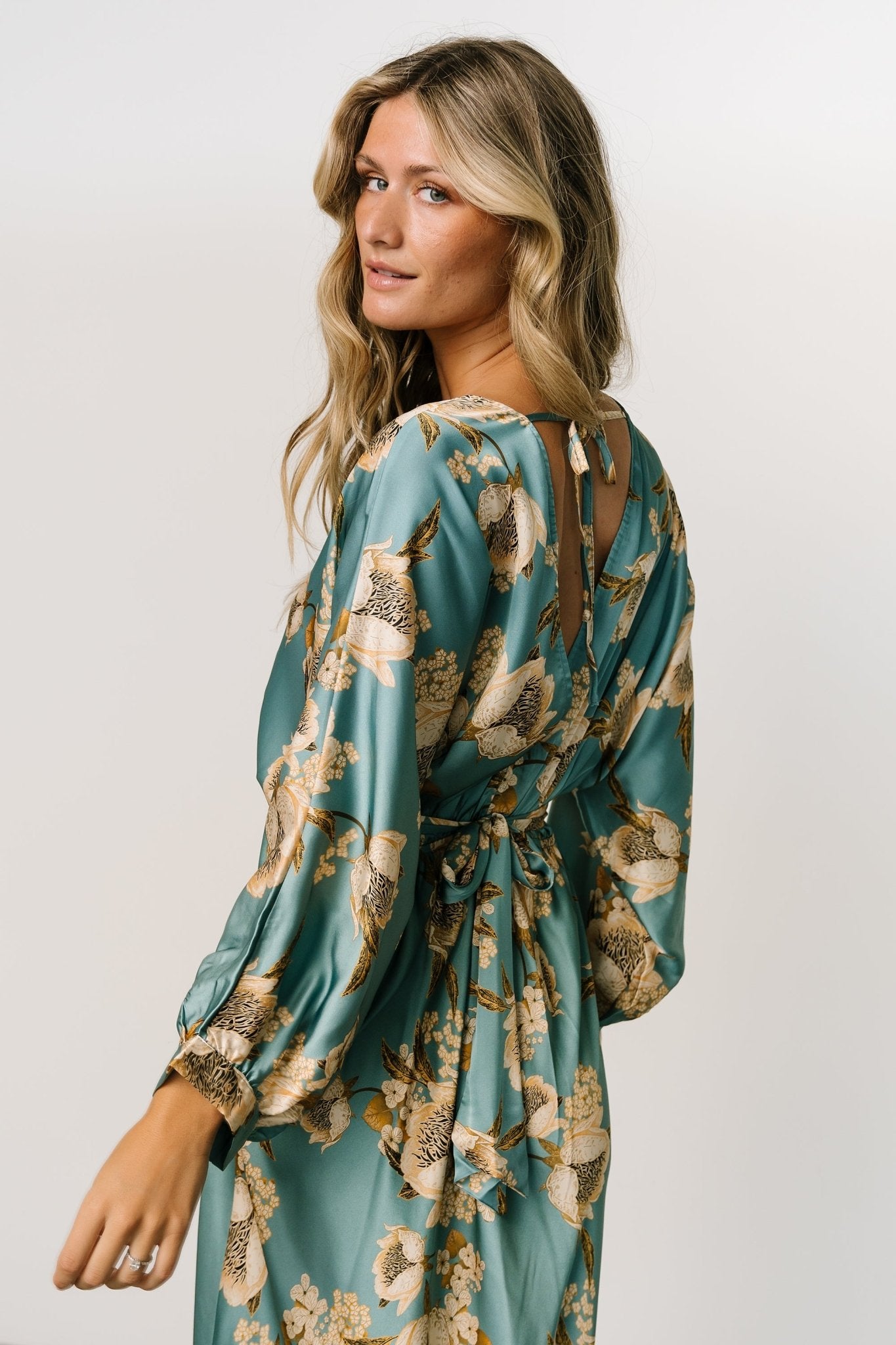 Baltic Born Womens Joni Satin Midi Dress | Blue Multi | Size: Medium Baltic Born Womens Joni Satin Midi Dress | Blue Multi | Size: Medium