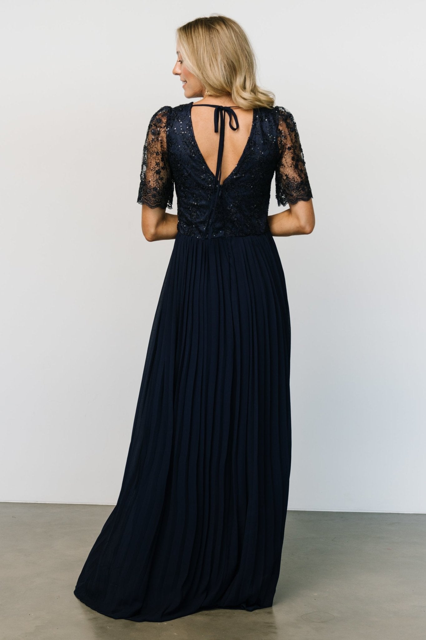 Josephine Pleated Maxi Dress | Navy - Baltic Born