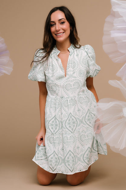 Josie Eyelet Babydoll Dress | White + Sage - Baltic Born