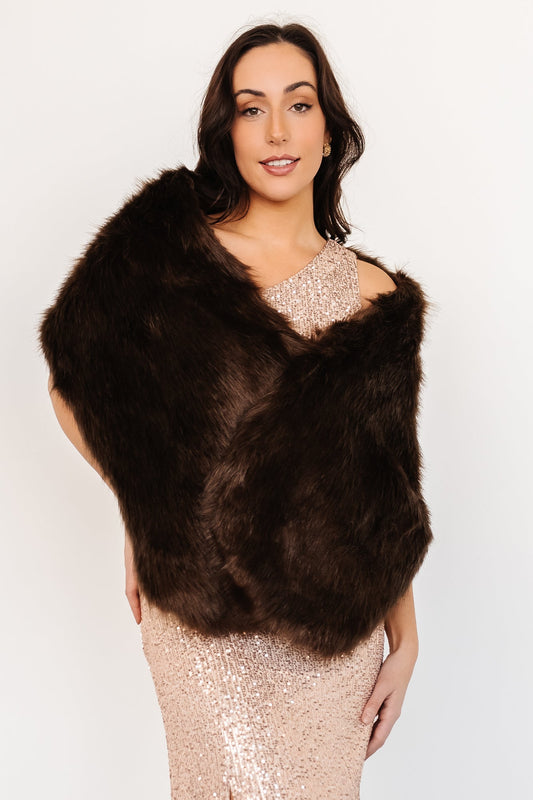 Jovie Faux Fur Shawl | Chocolate - Baltic Born