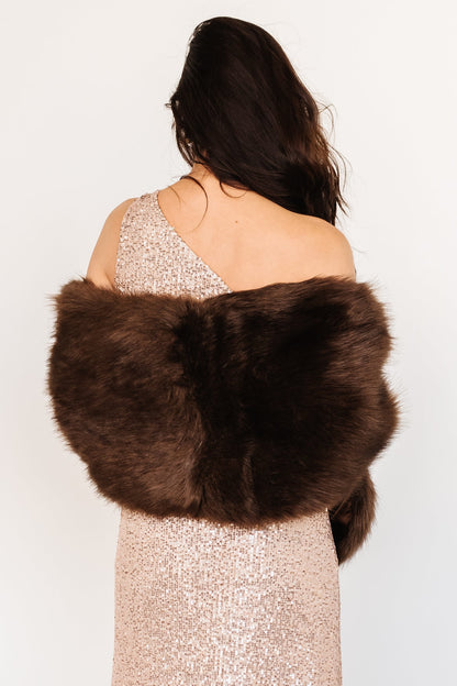 Jovie Faux Fur Shawl | Chocolate - Baltic Born