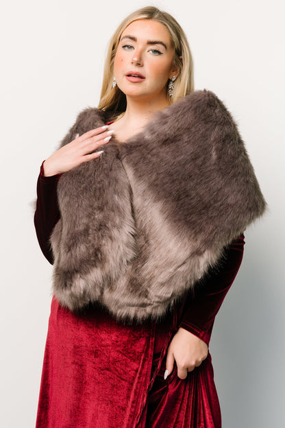 Jovie Faux Fur Shawl | French Gray - Baltic Born