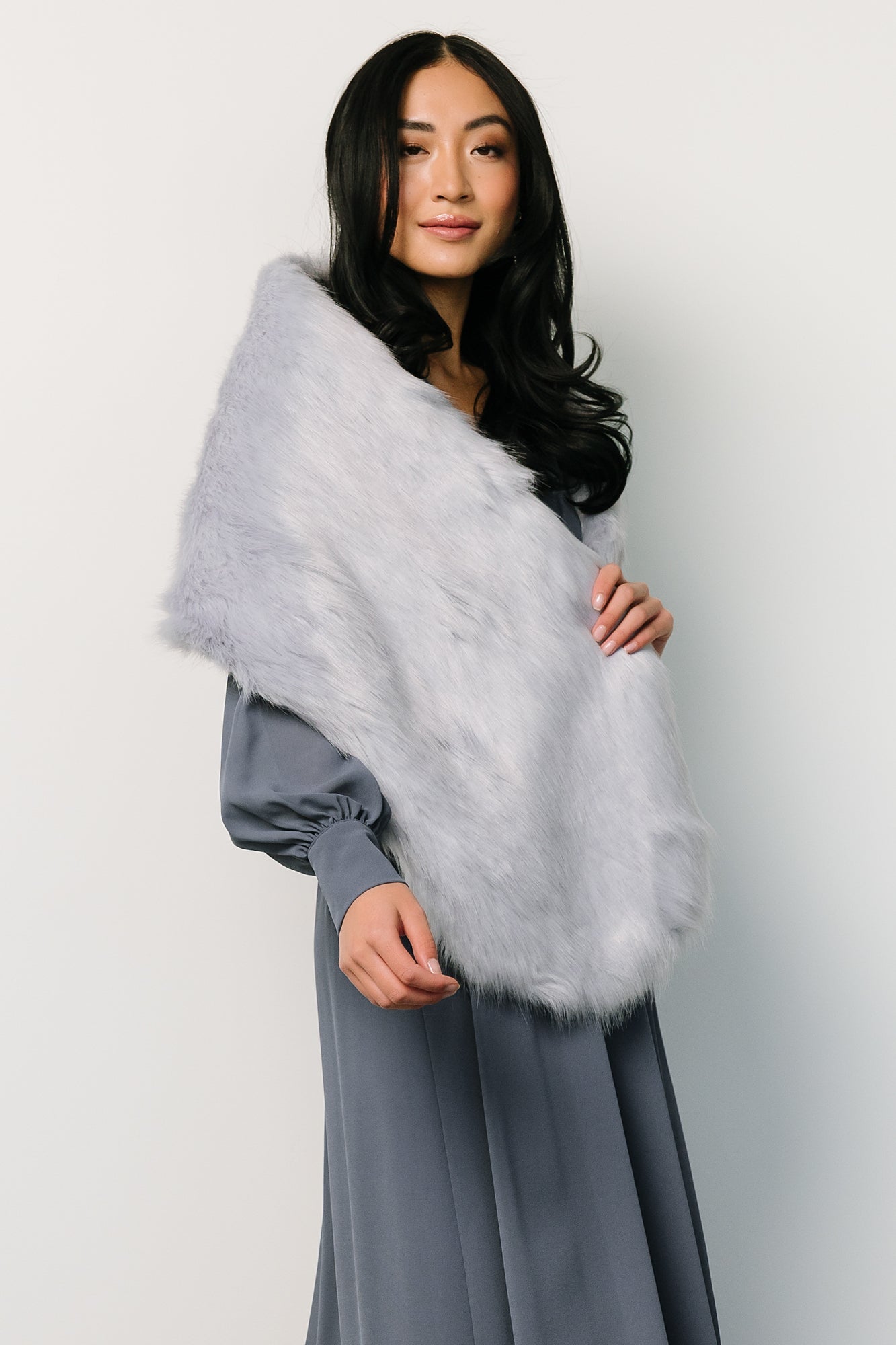 Jovie Faux Fur Shawl | Powder Blue - Baltic Born