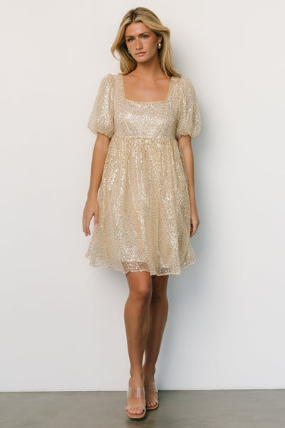 Unique Gold Lace Short Homecoming Party Dresses For Teens – Bohogown