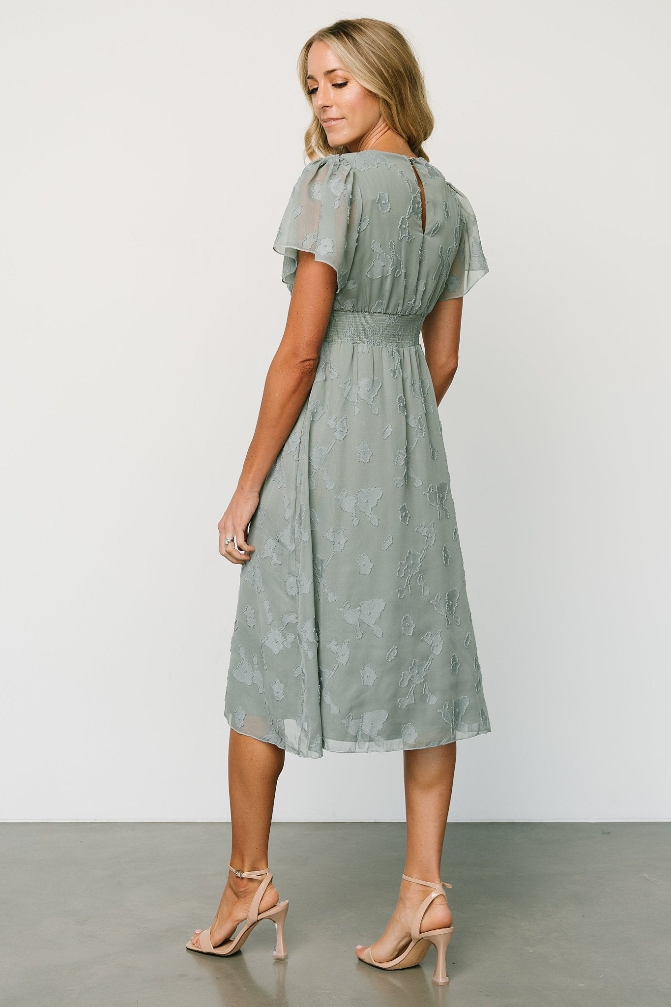 June Smocked Midi Dress | Eucalyptus - Baltic Born