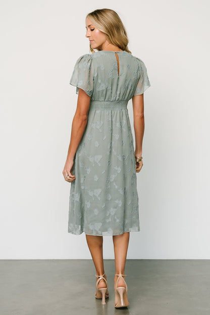 June Smocked Midi Dress | Eucalyptus - Baltic Born