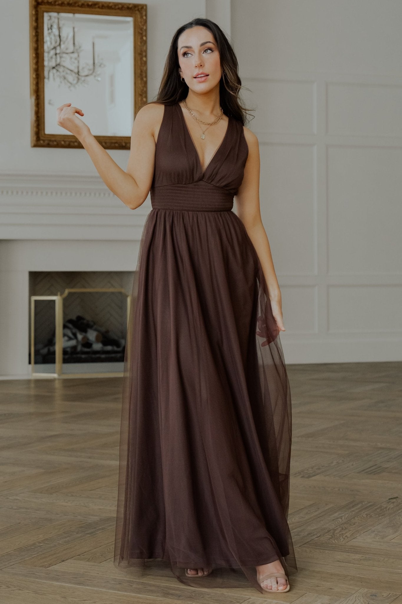 Kamila Tulle Maxi Dress | Espresso - Baltic Born