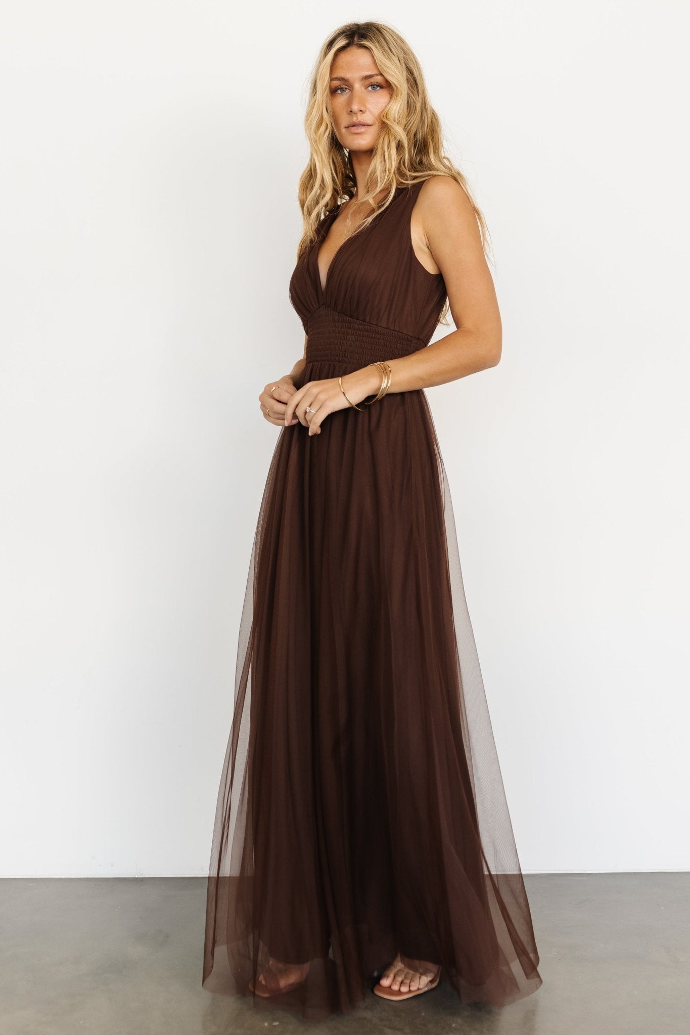 Kamila Tulle Maxi Dress | Espresso - Baltic Born