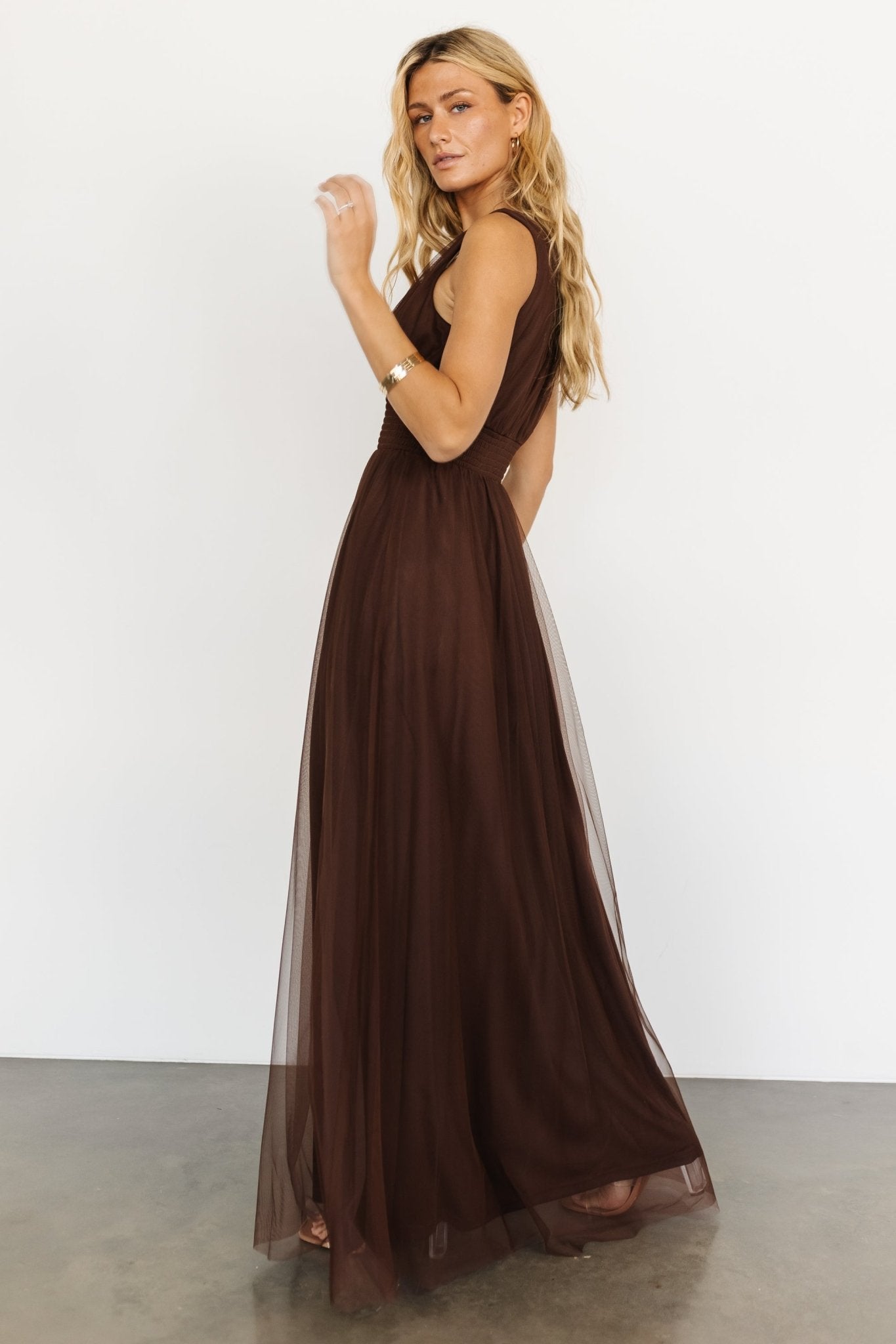 Kamila Tulle Maxi Dress | Espresso - Baltic Born