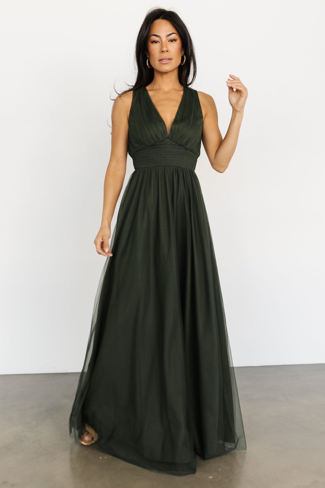 Kamila Tulle Maxi Dress | Juniper Green - Baltic Born