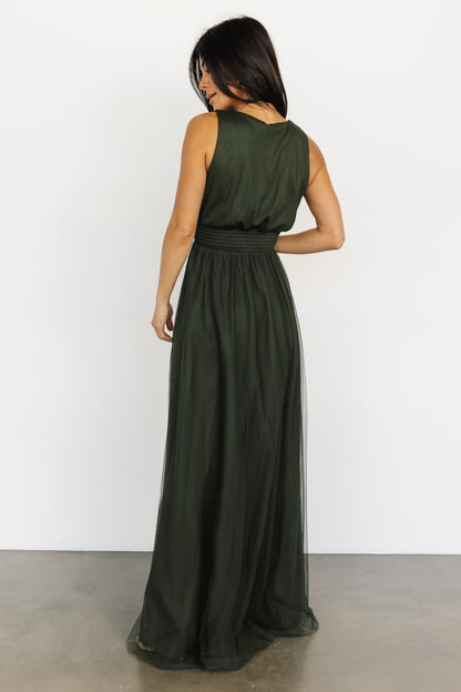 Kamila Tulle Maxi Dress | Juniper Green - Baltic Born