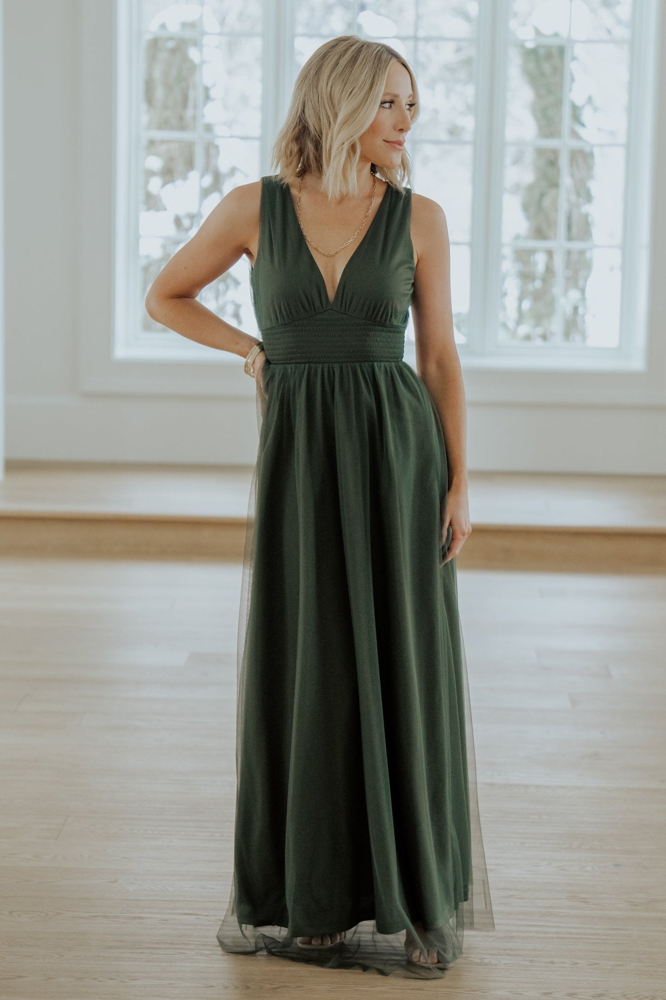 Kamila Tulle Maxi Dress | Juniper Green - Baltic Born