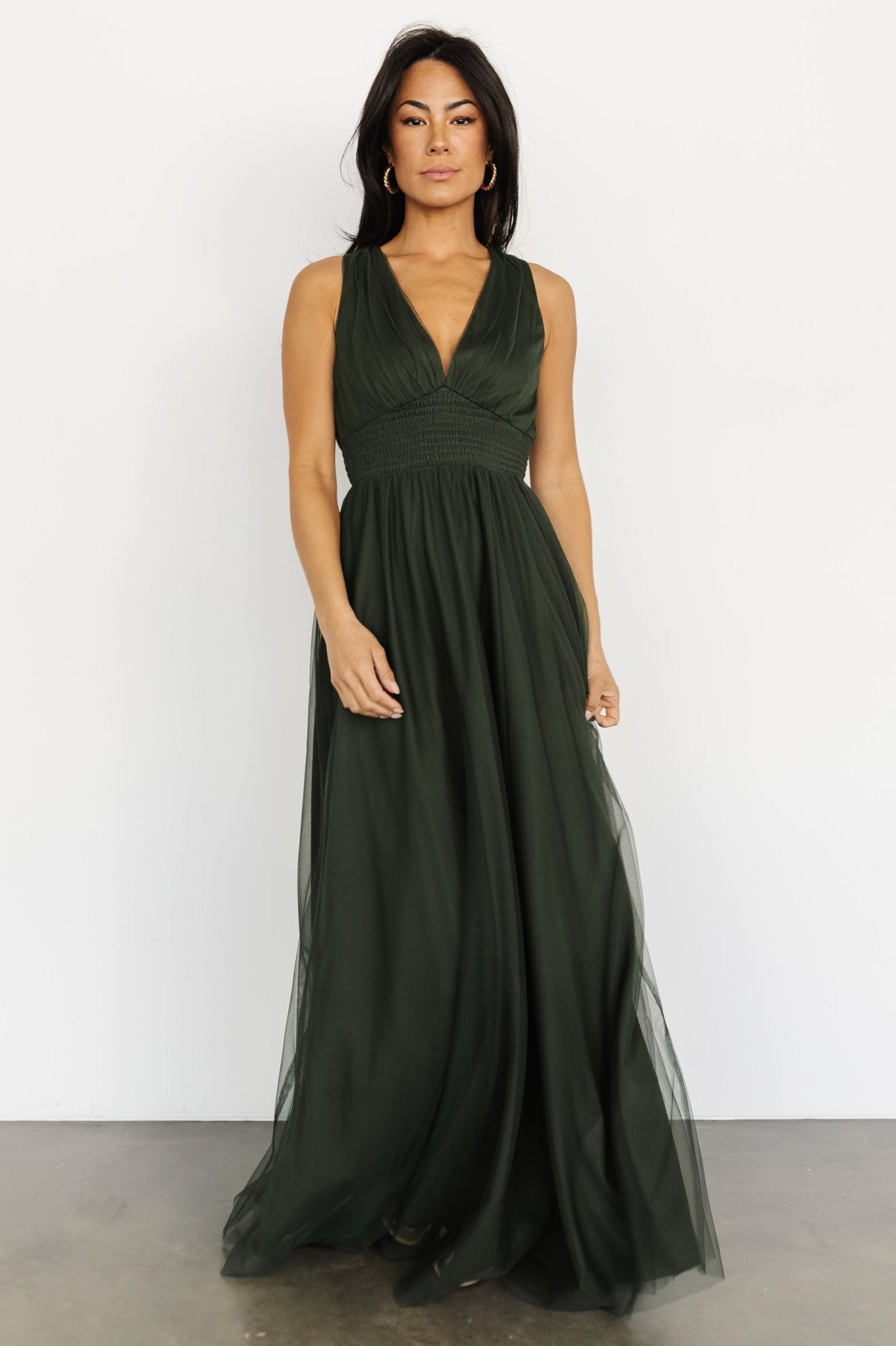 Kamila Tulle Maxi Dress | Juniper Green - Baltic Born