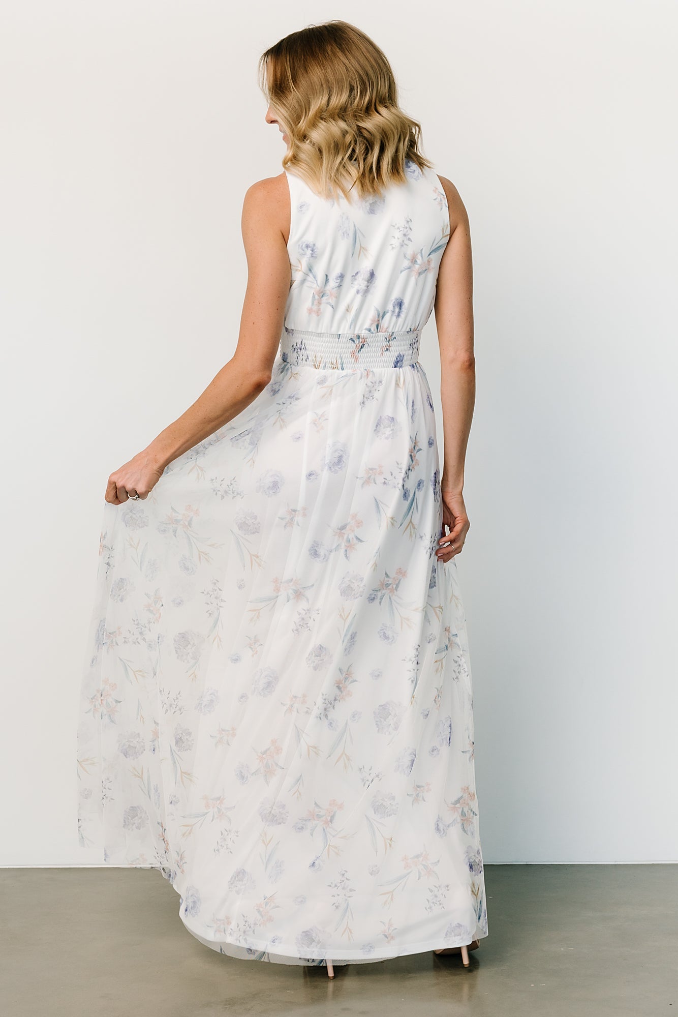 Kamila Tulle Maxi Dress | White Floral - Baltic Born