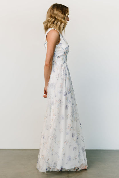 Kamila Tulle Maxi Dress | White Floral - Baltic Born