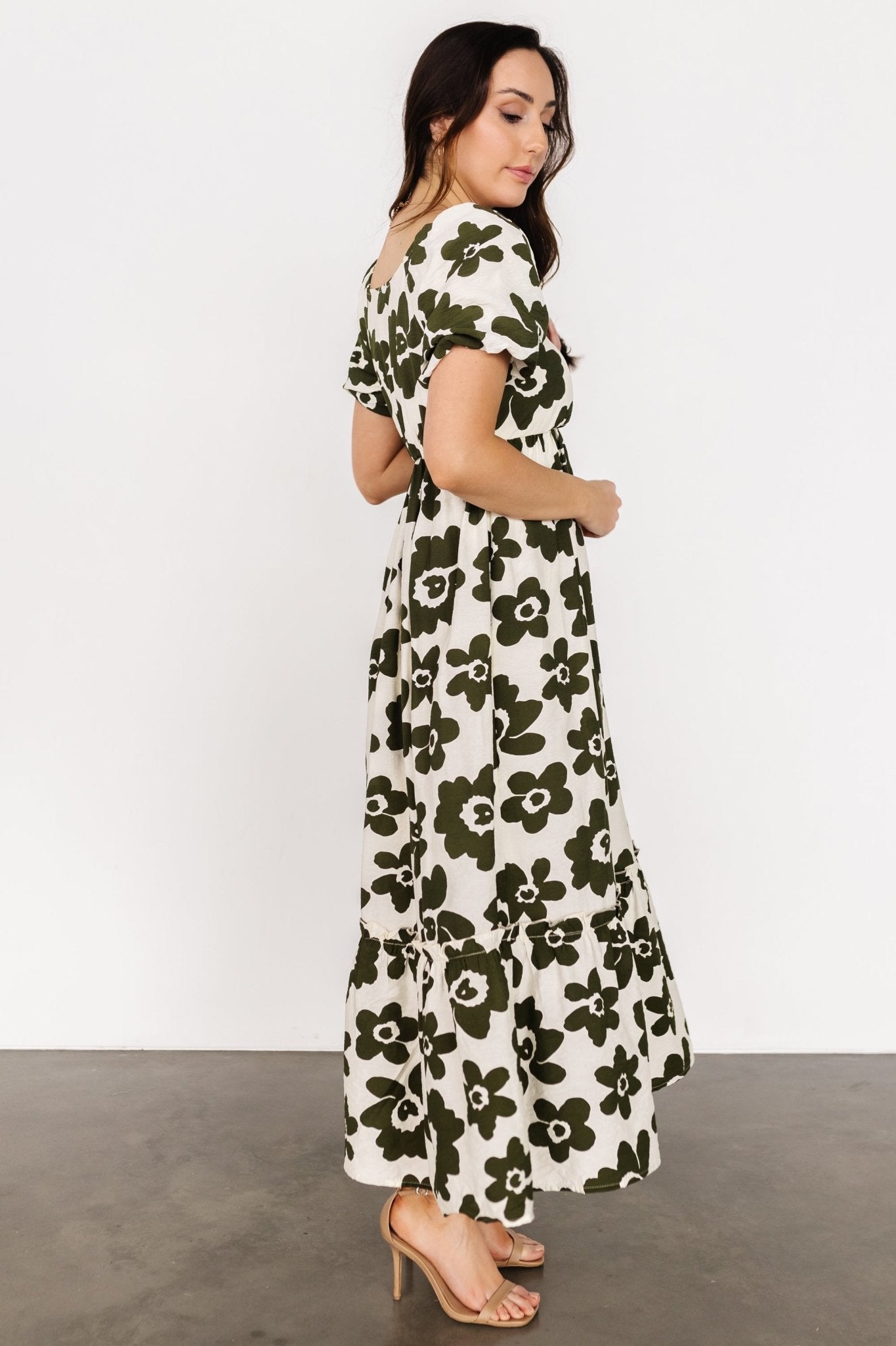 Kasey Maxi Dress | Olive + Ivory Print - Baltic Born