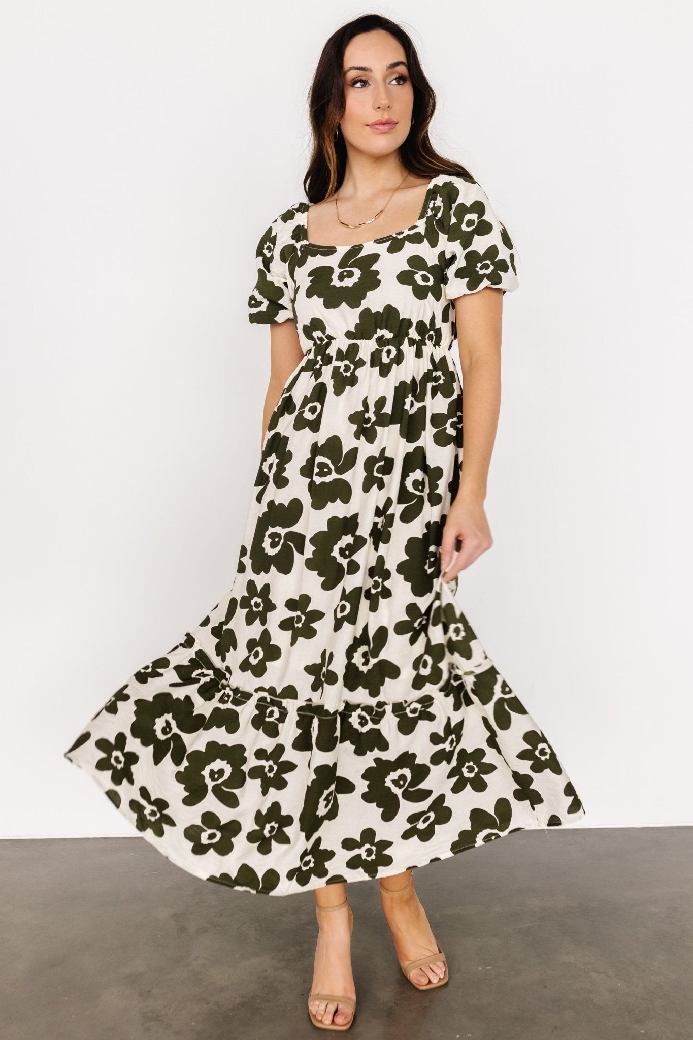 Kasey Maxi Dress | Olive + Ivory Print - Baltic Born