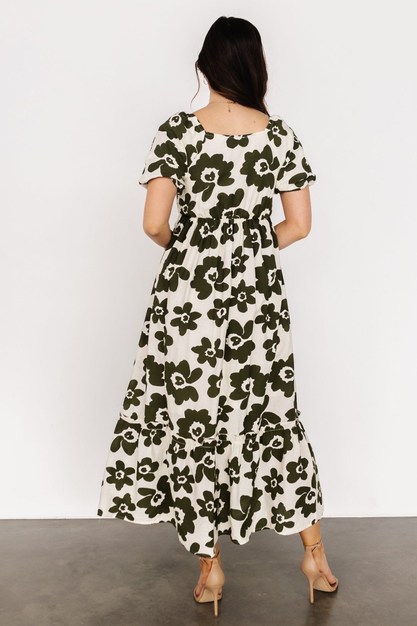 Kasey Maxi Dress | Olive + Ivory Print - Baltic Born