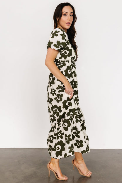 Kasey Maxi Dress | Olive + Ivory Print - Baltic Born