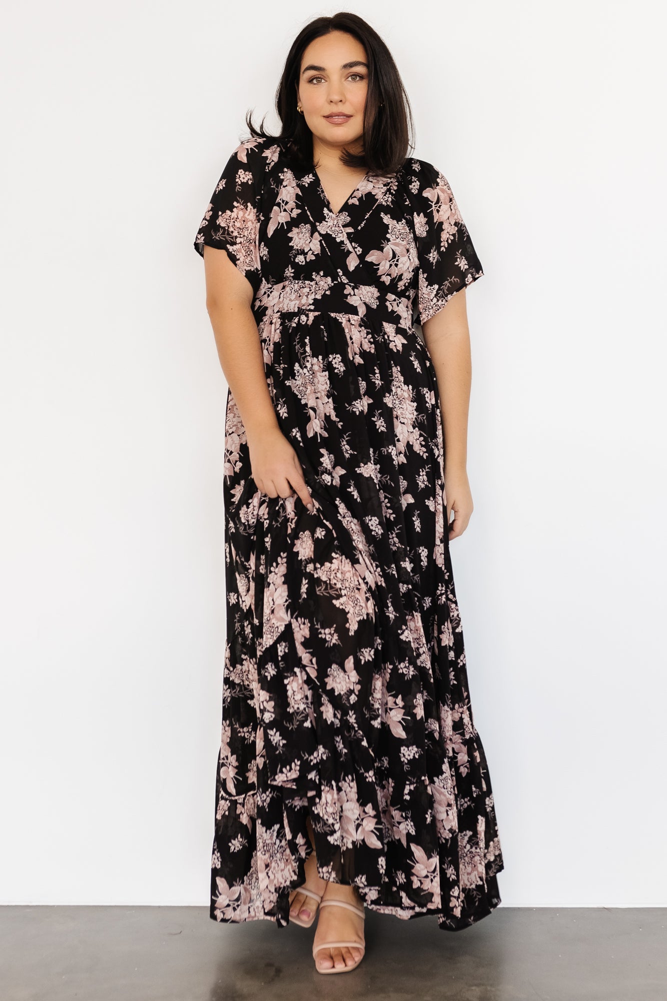 Katherine Maxi Dress | Black + Blush Floral - Baltic Born