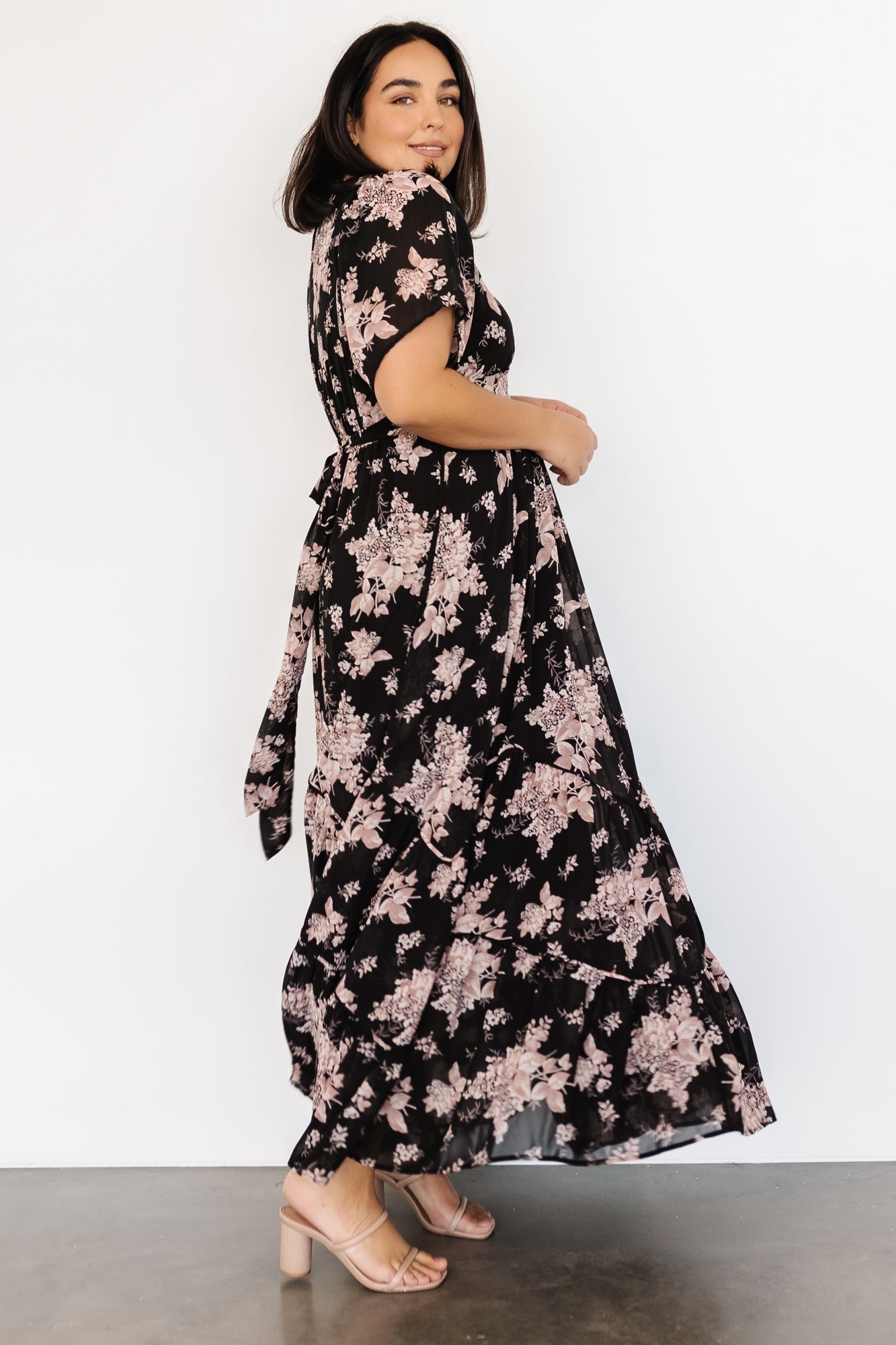 Katherine Maxi Dress | Black + Blush Floral - Baltic Born