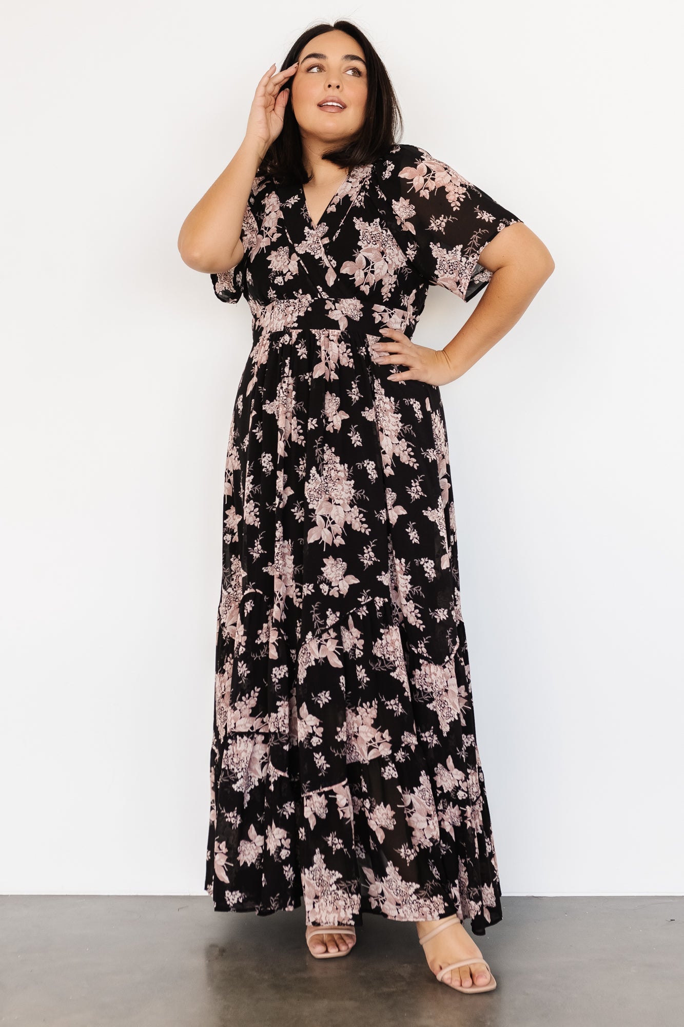 Katherine Maxi Dress | Black + Blush Floral - Baltic Born