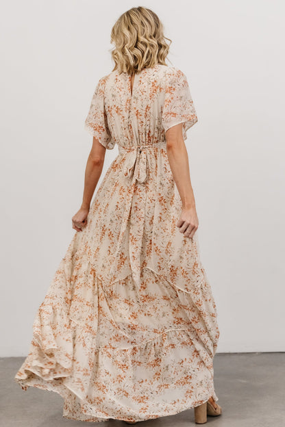 Katherine Maxi Dress | Cream + Rust Floral - Baltic Born