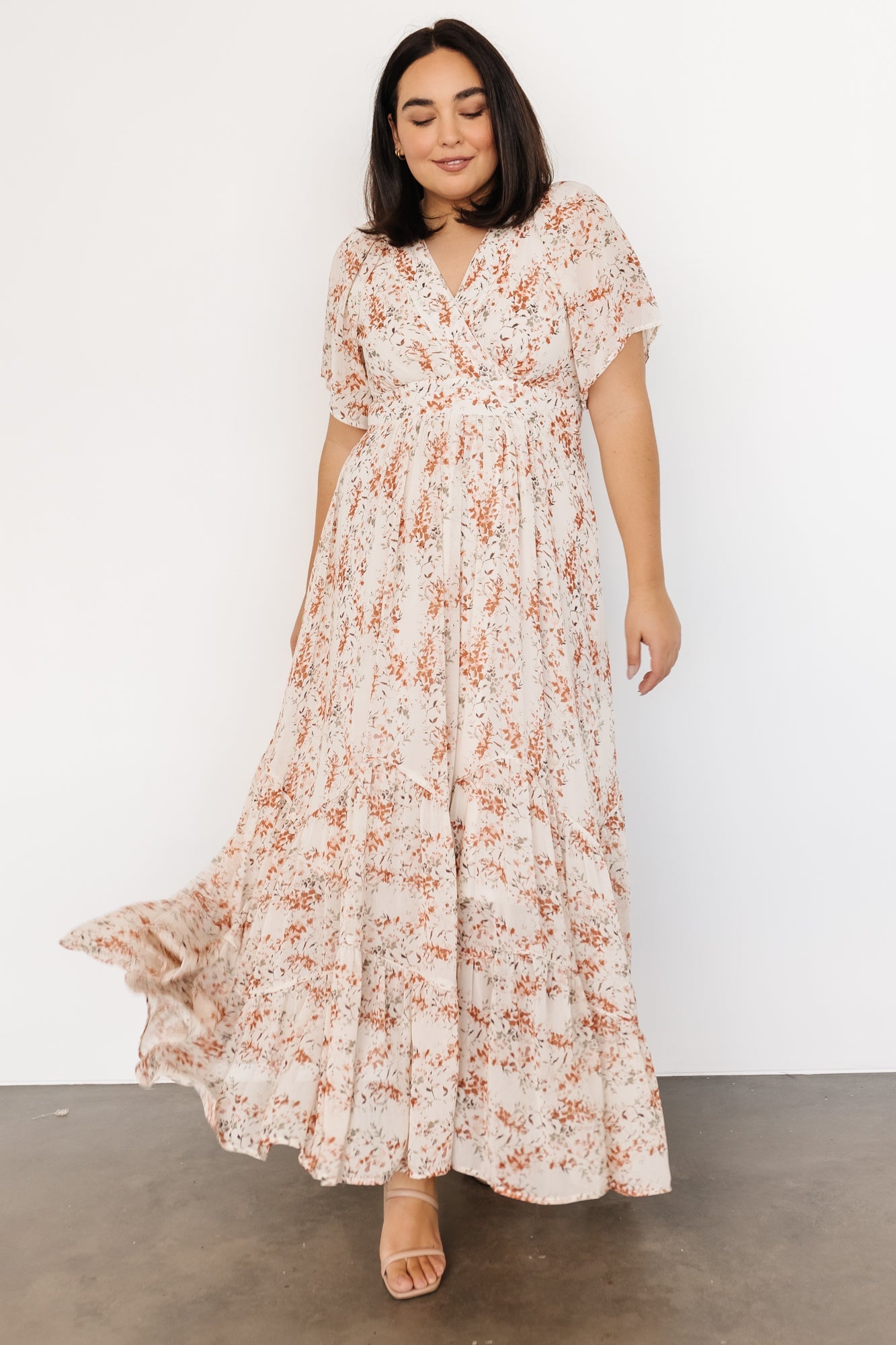 Baltic Born Womens Katherine Maxi Dress | Cream + Rust Floral | Size: Large Baltic Born Womens Katherine Maxi Dress | Cream + Rust Floral | Size: Large