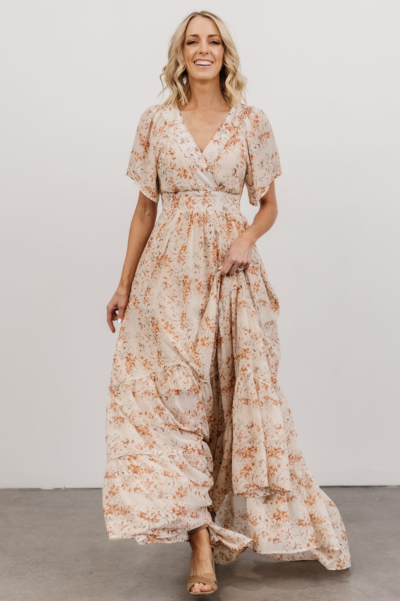 Katherine Maxi Dress | Cream + Rust Floral - Baltic Born