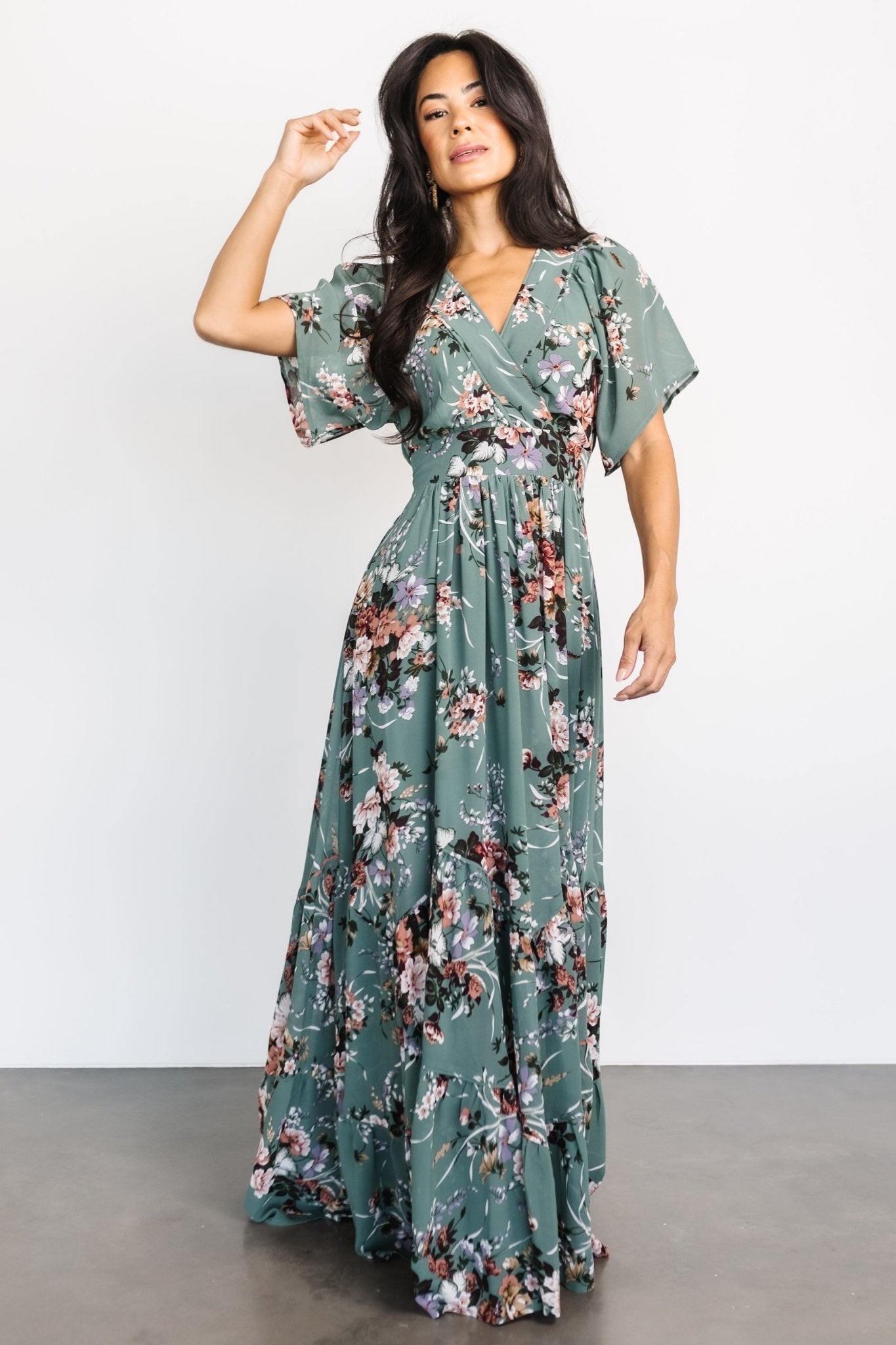 Katherine Maxi Dress | Dusty Green Floral - Baltic Born