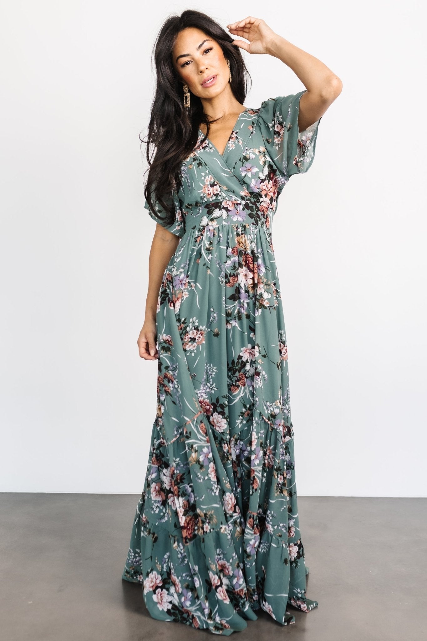 Katherine Maxi Dress | Dusty Green Floral | Baltic Born