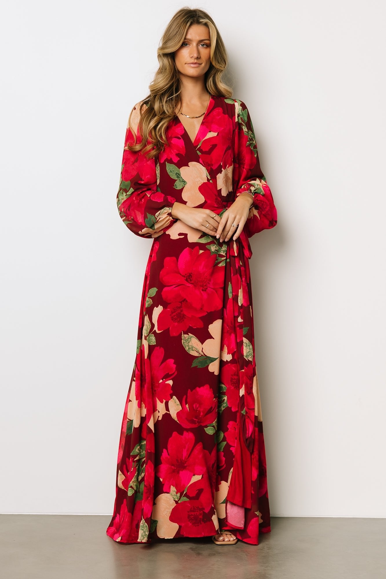 Katinka Wrap Maxi Dress | Burgundy Multi Floral - Baltic Born