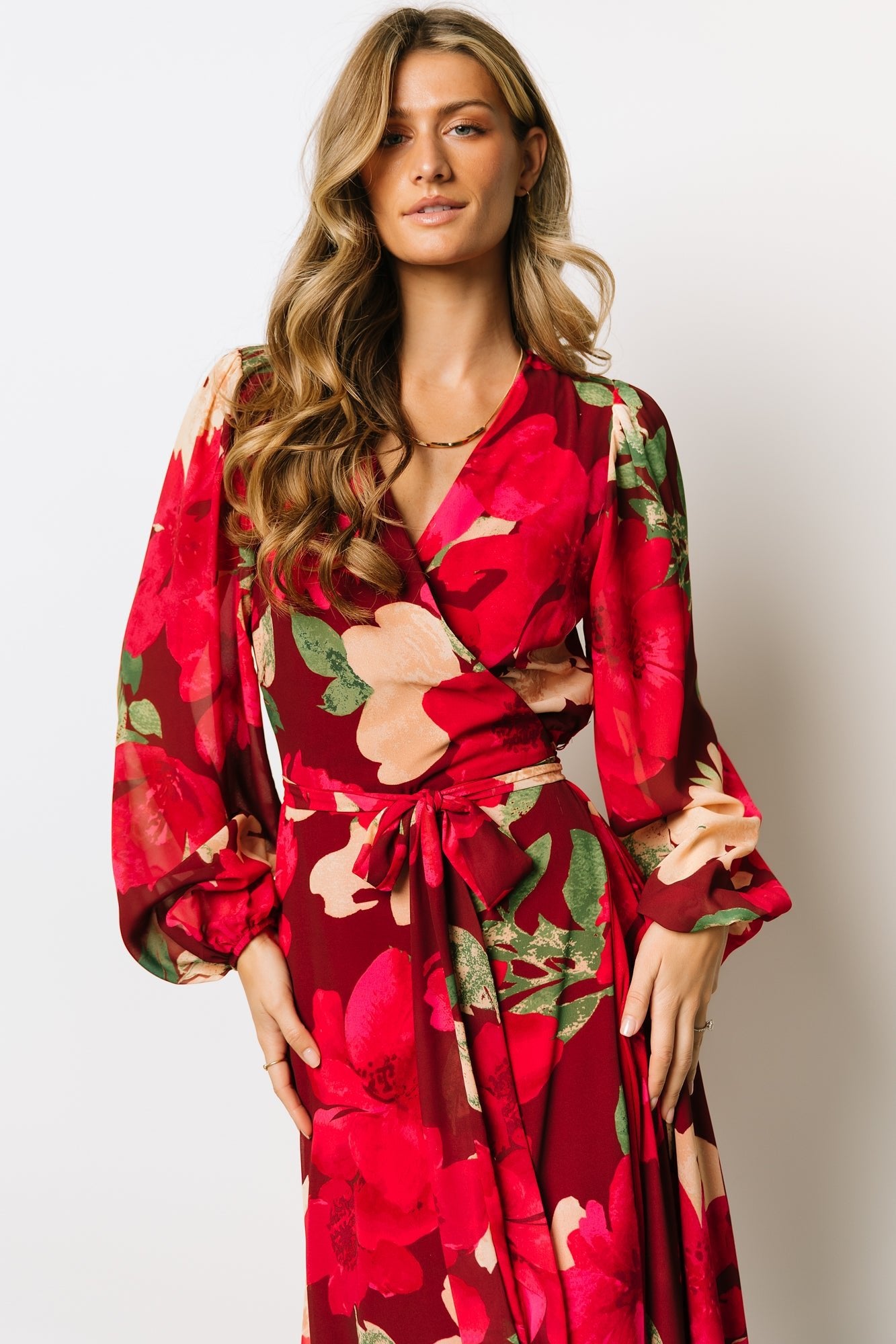 Katinka Wrap Maxi Dress | Burgundy Multi Floral - Baltic Born