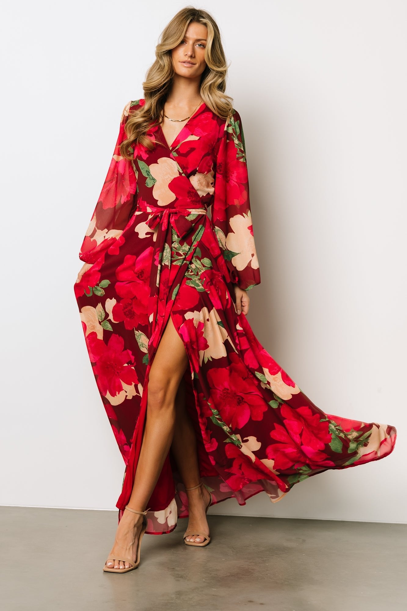 Katinka Wrap Maxi Dress | Burgundy Multi Floral - Baltic Born