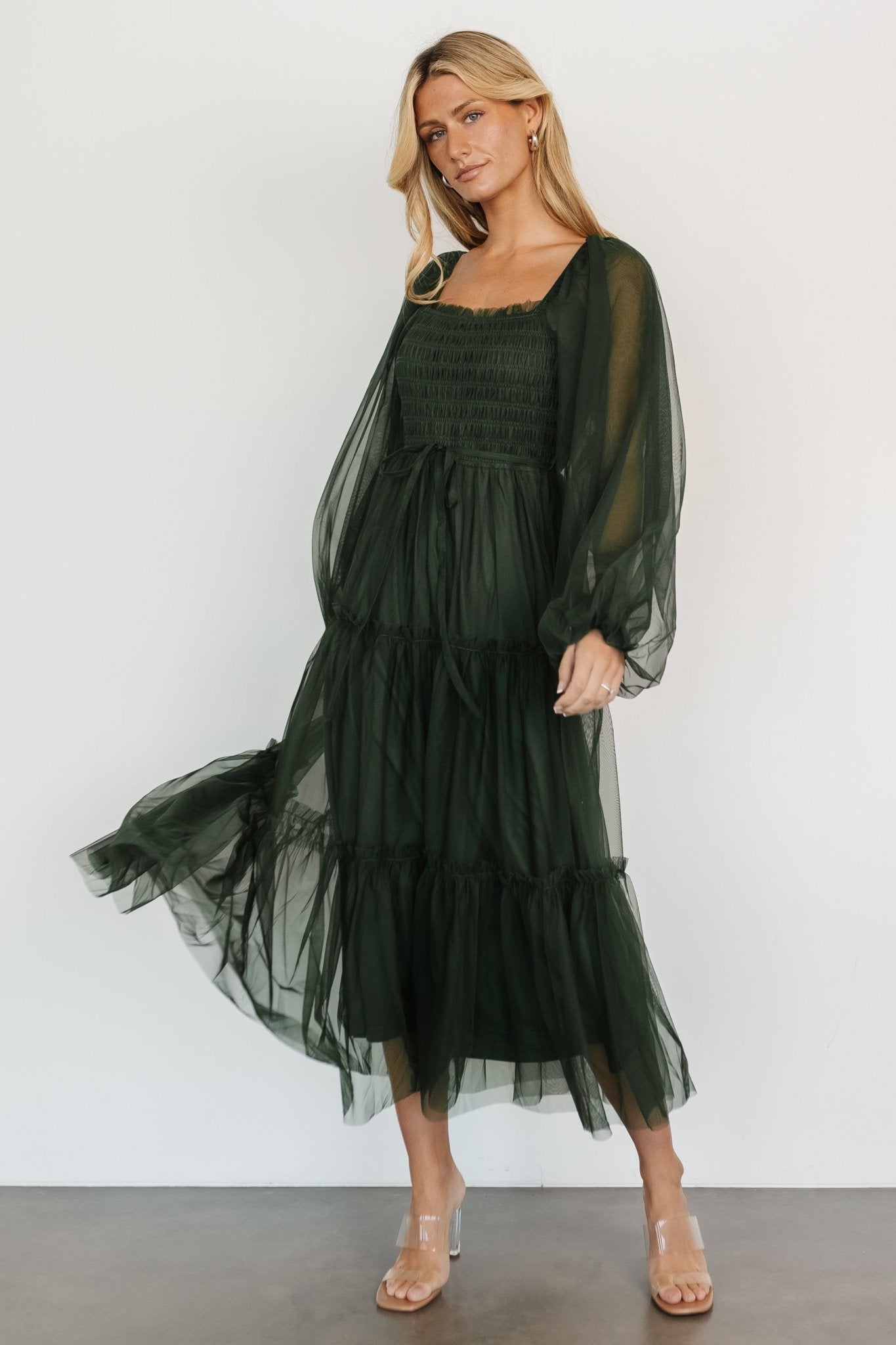 Katrina Tulle Maxi Dress | Dark Green - Baltic Born