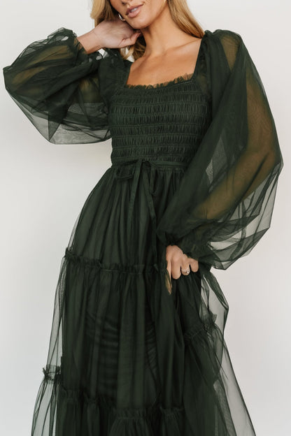 Katrina Tulle Maxi Dress | Dark Green - Baltic Born