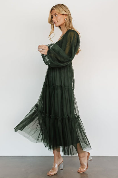 Katrina Tulle Maxi Dress | Dark Green - Baltic Born